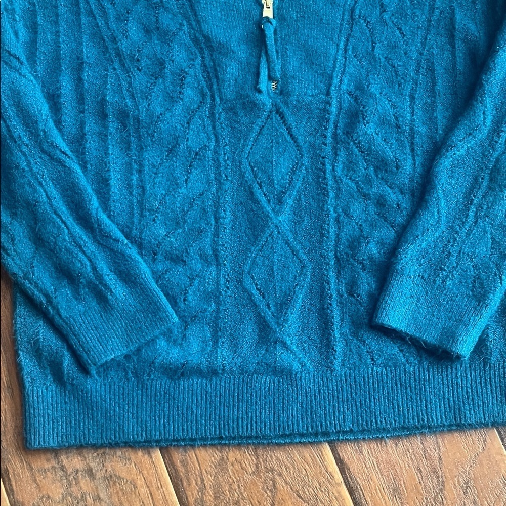 Talbots Turquoise Cable Knit Sweater - Picture 4 of 10